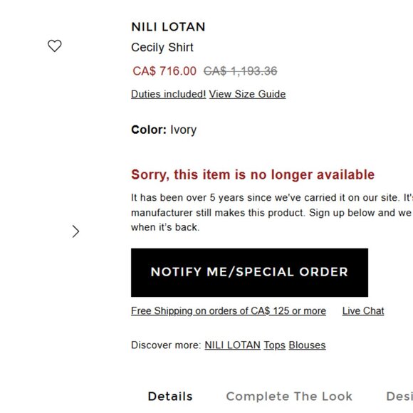 NWOT NILI LOTAN Cecily Ruffled Silk-Georgette Blouse - Ivory - Picture 5 of 7